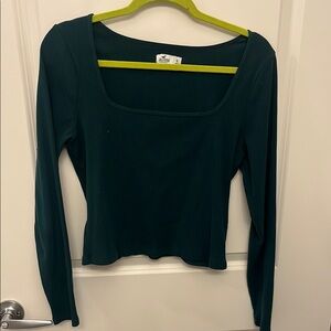 Hollister Green Fitted Crop Shirt Long Sleeve
